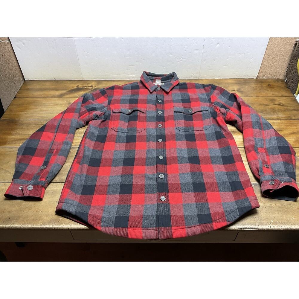 Duluth Trading Co. Flapjack Fire Hose Fleece Lined Shirt Jacket Large Tall Plaid